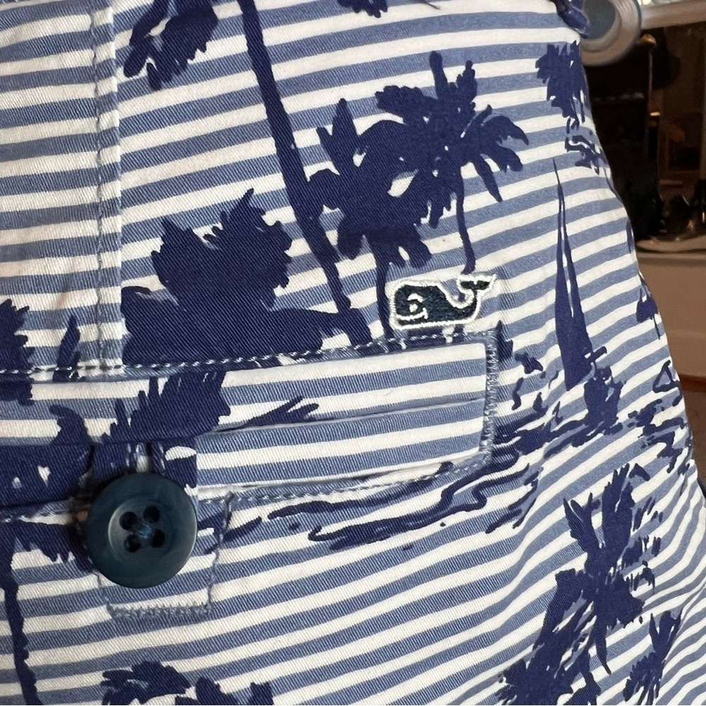 Vineyard Vines Island Scene Deep Bay Striped Shorts Size 12 Retro Style Print - Picture 7 of 10
